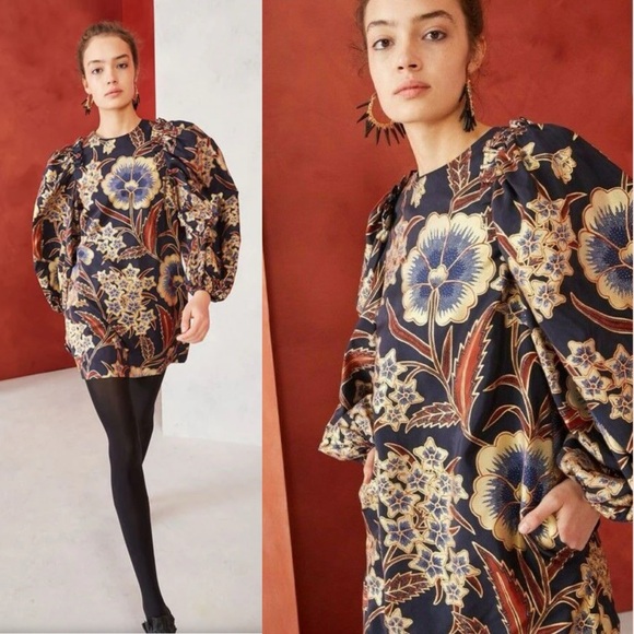 Ulla Johnson Floral Mini Dress - Navy and Gold - Picture 11 of 16